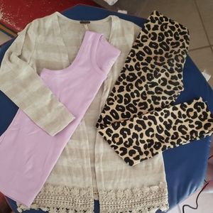 EUC Girls Outfit...Tank, Cardigan, Leggings